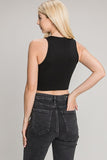 Black Colored High Neck Cropped Tank