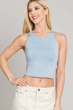 Powder Blue Colored High Neck Cropped Tank