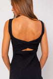 Black Colored Wtist Back Detail Sweater Mini Dress