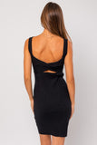 Black Colored Wtist Back Detail Sweater Mini Dress