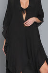 Black Kimono Sleeve Midi Robe Cover Up