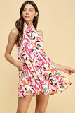 Fuchsia Multi Print Sleeveless Dress