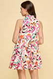 Fuchsia Multi Print Sleeveless Dress