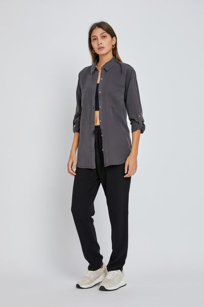 Charcoal Colored Oversized Utility Button Down Shirt