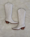 White Tall Western Boots