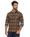 Camel Colored Double Pocket Button Down Flannel