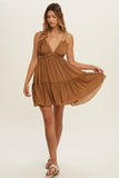 Gucci Colored Double Strap Mini Dress with Ruffle Detail