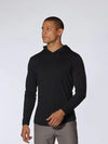 Cuts Black Colored Long Sleeve Curved Hem Hooded Shirt