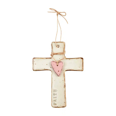 Gray Wood Cross with Pearls