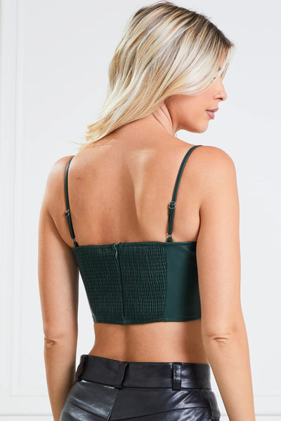 Hunter Green Colored Bow Detail Crop Top