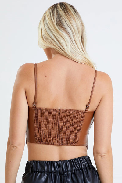 Camel Colored Bow Detail Crop Top