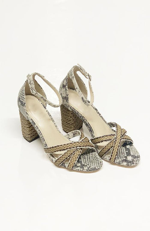 "Veronica" Black and Taupe Reptile Heels - THE WEARHOUSE