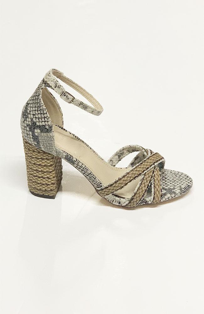 "Veronica" Black and Taupe Reptile Heels - THE WEARHOUSE