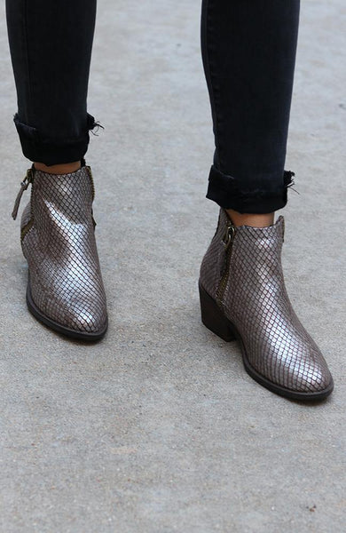 Silver Snakeskin Ankle Boots - THE WEARHOUSE