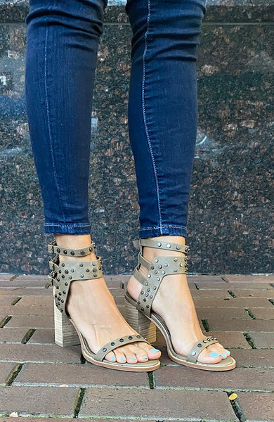 Sara Studded Taupe Heels