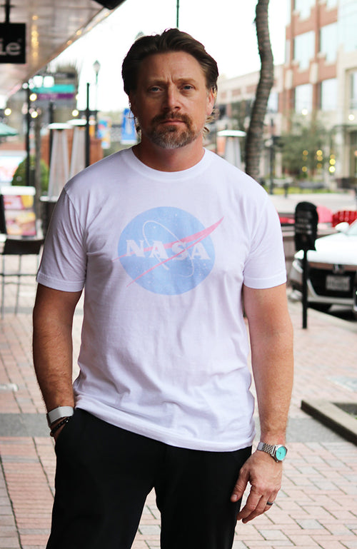 NASA White Colored Vintage Faded T-Shirt