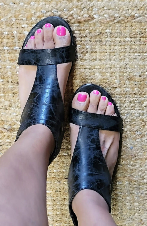 Lisa Open Toe Black Sandal