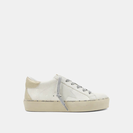 Clara White and Cork Star Lace Up Sneakers