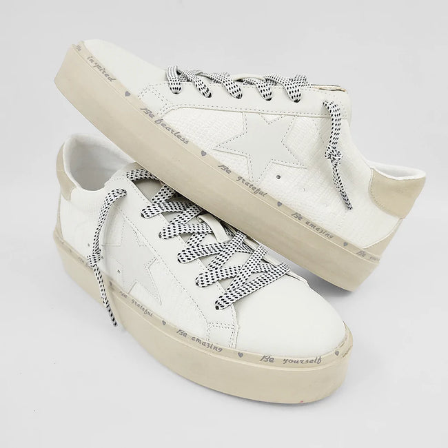 Willow Gold and White Star Sneakers