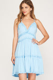 Carolina Blue Ruffled Detail Cami Dress