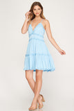 Carolina Blue Ruffled Detail Cami Dress