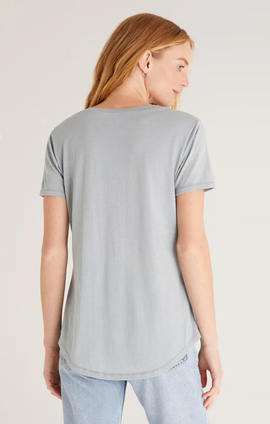 Light Blue Front Pocket V neck T-Shirt