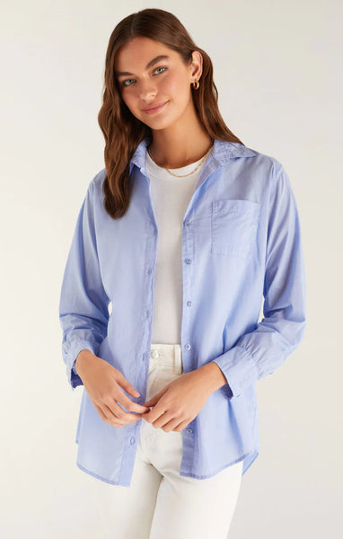 Blue Bird Colored Button Up Shirt
