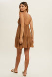 Gucci Colored Double Strap Mini Dress with Ruffle Detail