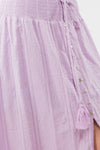 Lavender Front Slit Waist Smocked Midi Skirt