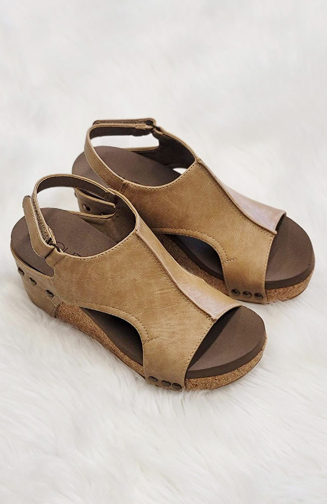Taupe Smooth London Wedge Sandal
