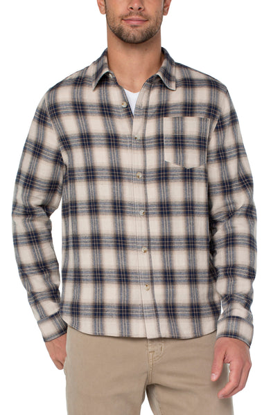 Natural Colored Plaid Flannel Shirt