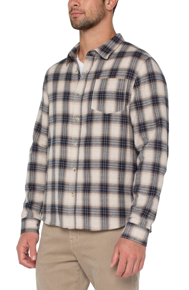 Natural Colored Plaid Flannel Shirt